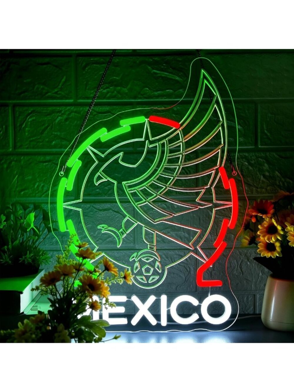 Neon Football Wall Decor - LED Soccer Team Logo Light for Man Cave & Game Room